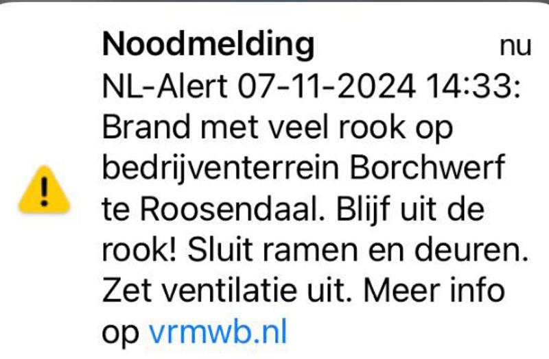 Herhaal NL-alert voor brand op bedrijventerrein Borchwerf te Roosendaal