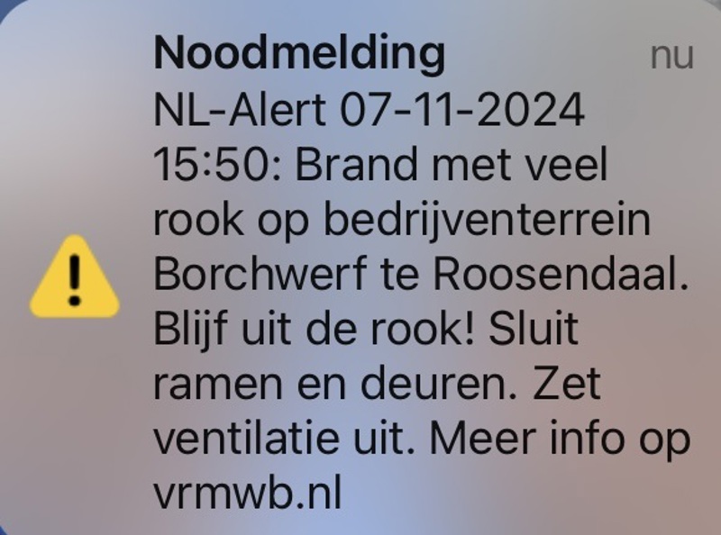 NBL alert met tekst blijf uit de rook