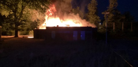 uitslaande brand in voetbalkantine